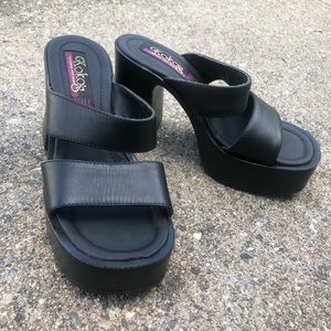 Vintage 90s y2k black chunky platform sandals ⛓🔗